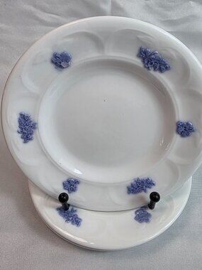 TWO Adderley Chelsea Bread Plates White Embossed Leaves Raised Grapes